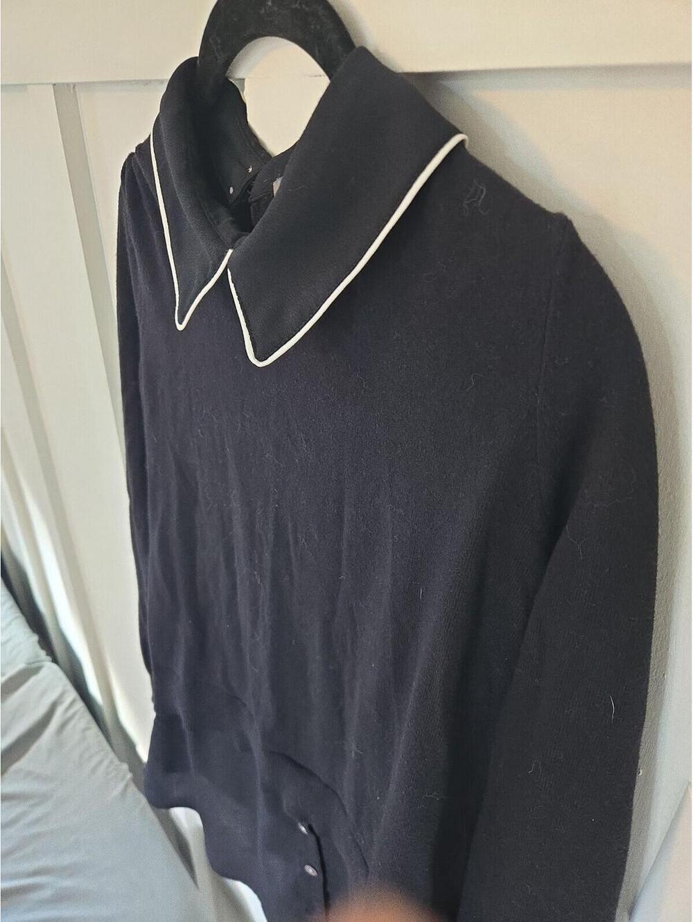 Vince Camuto Mixed Media Peter Pan Collar Layered Top Size XS - Picture 3 of 6